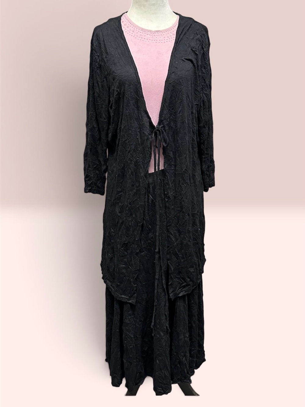 Lightweight Viscose Blend Crinkle Skirt & Jacket Set M